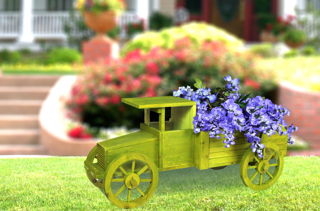 Old Wooden Car Garden Planter Planters, Pots & Window Boxes