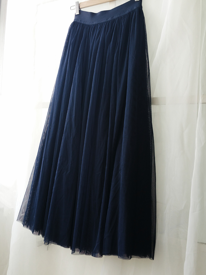 NAVY BLUE Elastic High Waisted Tulle Maxi Skirt Plus Size Bridesmaid ...