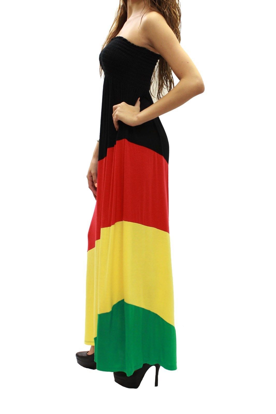 New Sexy Rasta Empress Jamaica Reggae Rgy Strapless Long Maxi Dress Sml Rcdg1131 Dresses