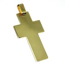 SOLID 18K YELLOW GOLD BIG 42mm FLAT CROSS, WORKED SATIN & SMOOTH MADE IN ITALY image 3