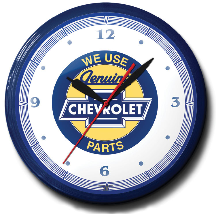 Genuine Chevrolet Parts 20 Inch Neon Wall Clock Vintage Style Retro