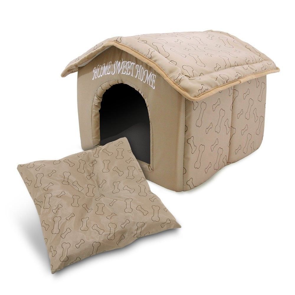Portable Dog House Indoor With Bed Soft Warm Kennel Cozy Room Pet Cat