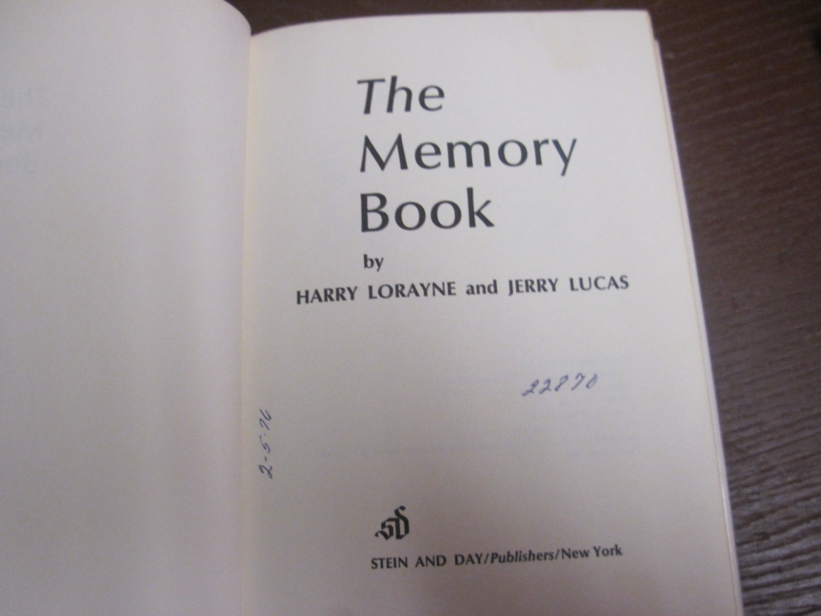 harry lorayne memory book
