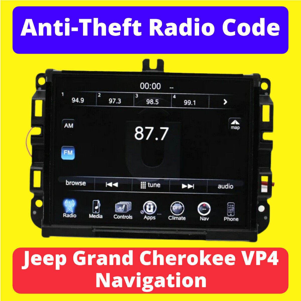 Jeep Grand Cherokee VP4 Navigation Touch Display Screen HARMAN Unlock