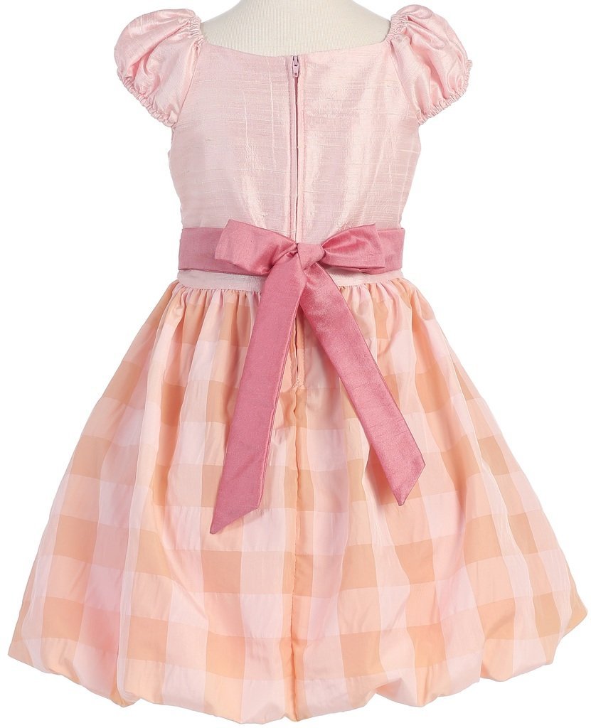 Little Girls Cap Sleeve Checkered Bubble Skirt Flowers Girls Dresses ...