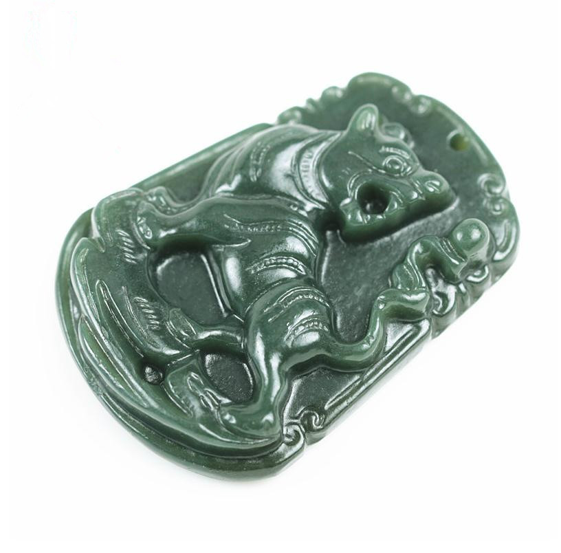 Hand Carved Natural Green Jade Tiger Jade Gift Pendant - Necklaces 