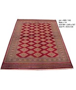 Deep Red Spectacular 6&#39; x 8&#39; Super Fine Wool&amp;Silk Rug New Jaldar Bokhara... - $856.72