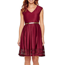 Tiana B. Wine Cap-Sleeve Fit-and-Flare Dress Size 8P New Msrp $86.00 - $29.99