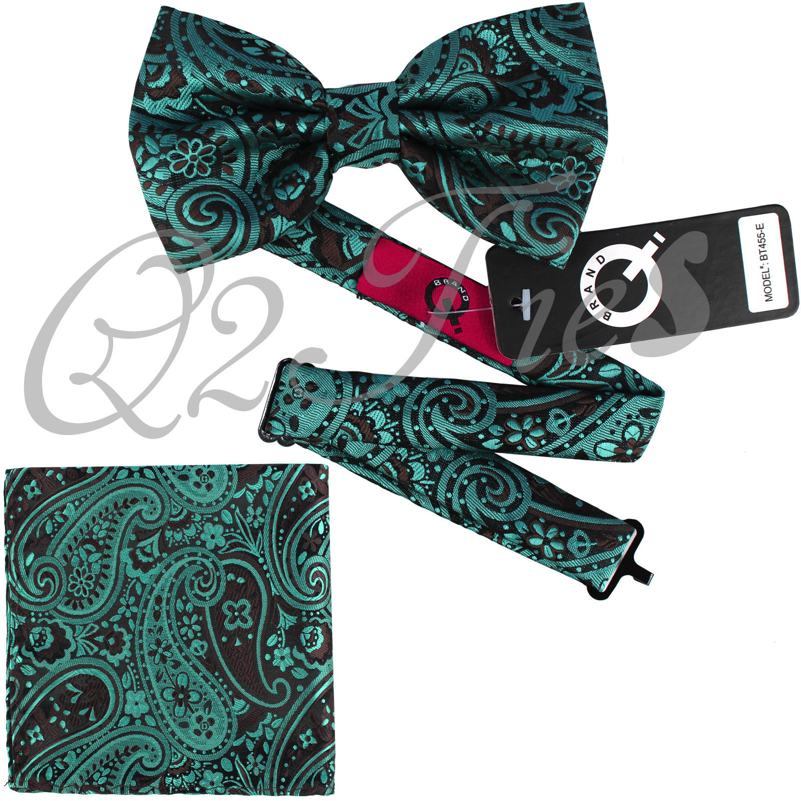 Men's Floral Paisley Bow tie and Pocket Square Hankie Sets Wedding Party Prom