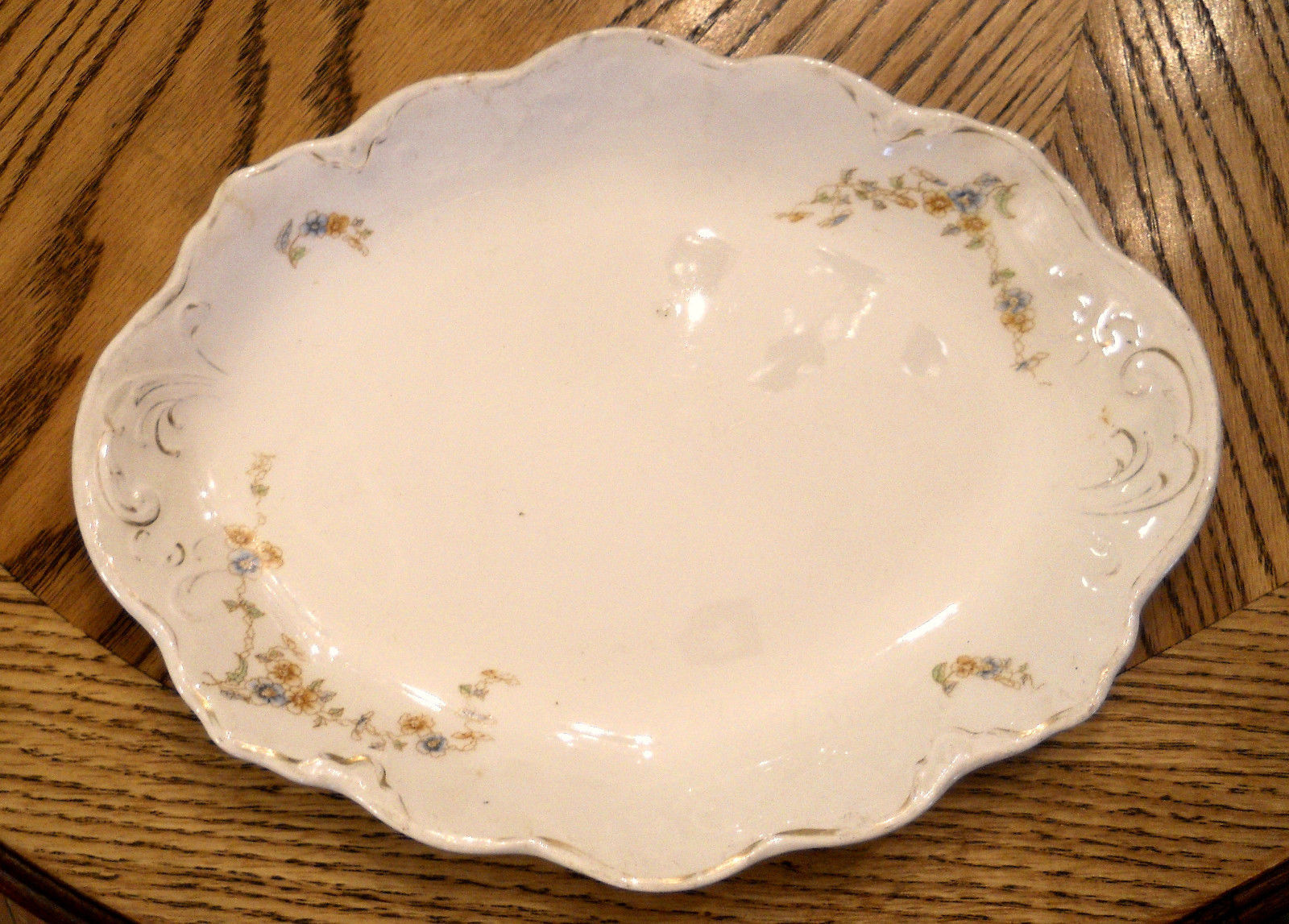 ROYAL JOHNSON BROS Semi PORCELAIN MEAT SERVING PLATTER Blue Floral