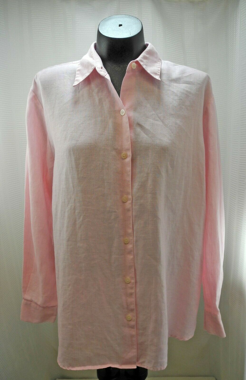 Liz Claiborne Liz Sport Pink Linen Long Sleeve Shirt - Women's M - $23.70