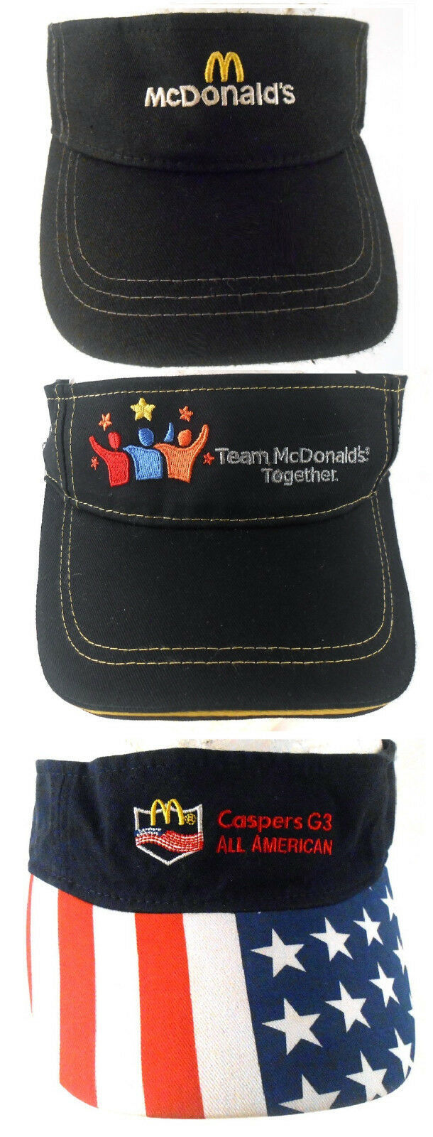 Mcdonald's Lot of 3 Visor Hats Uniform Team Together Caspers G3 All American Other