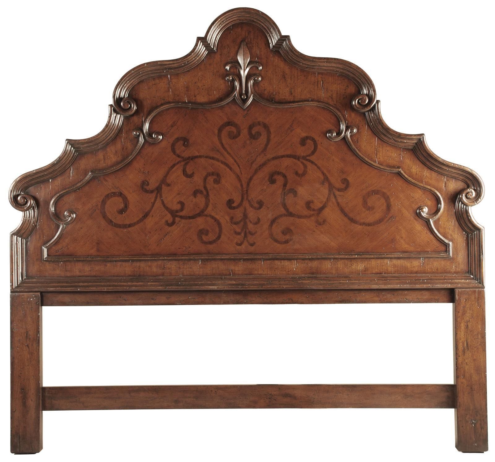 Elegant Hand Carved Marquetry Queen or King Size Headboard