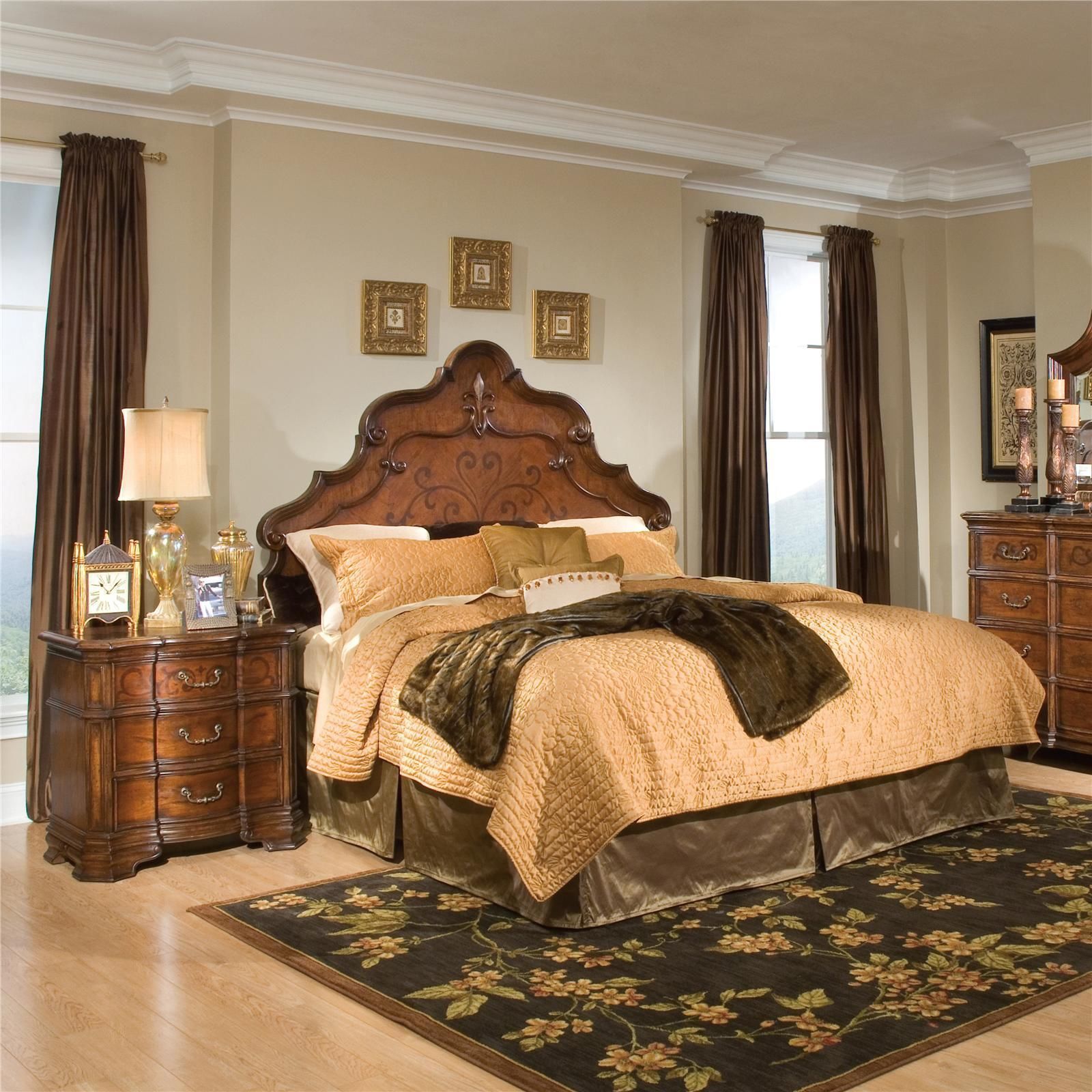 Elegant Hand Carved Marquetry Queen or King Size Headboard. Headboards & Footboards