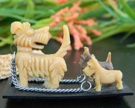 Vintage Scotty Dogs Westies Celluloid Plastic Place Card Holder Japan - $15.95