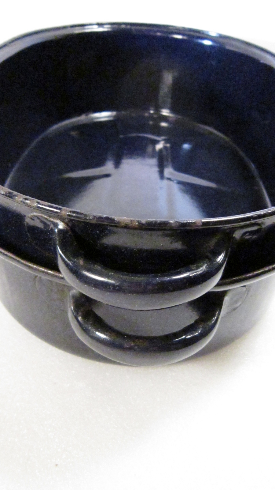 Graniteware Roasting Pan Navy Blue Enamelware Roaster 1930s to 1950s