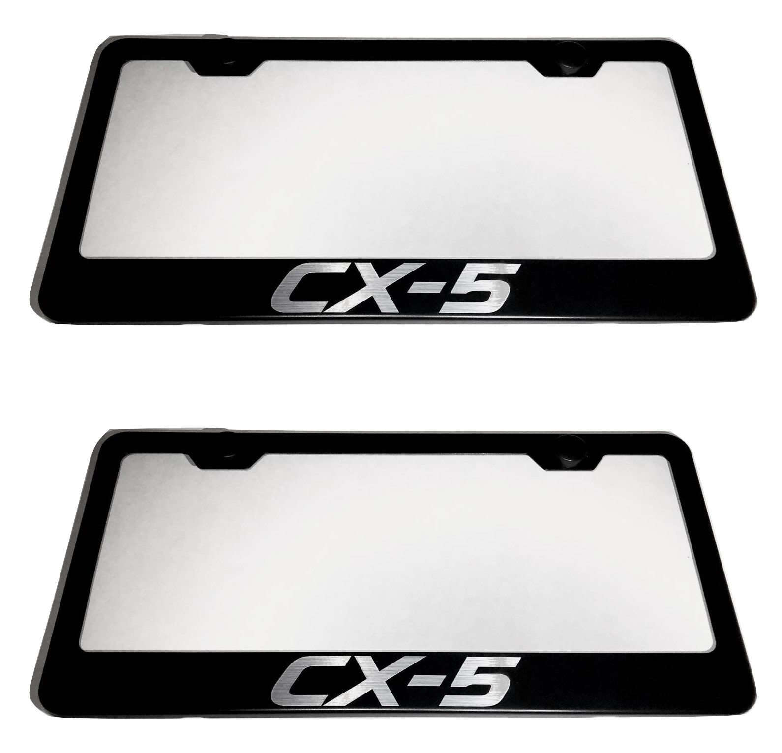 2X Mazda CX5 Stainless Steel Black License Plate Frame Rust Free Car