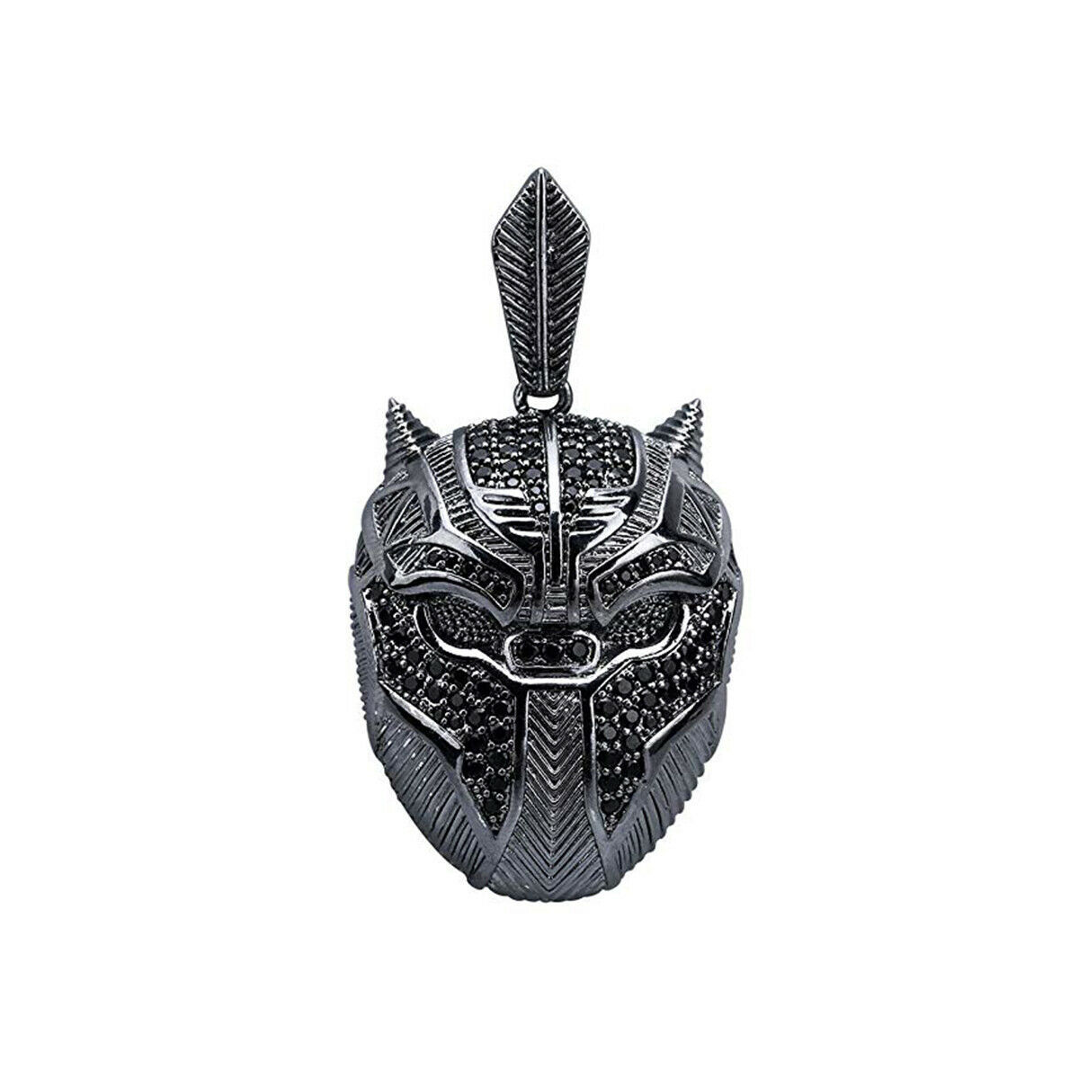 Stainless Steel Black and Brown Resin Panther Face Necklace