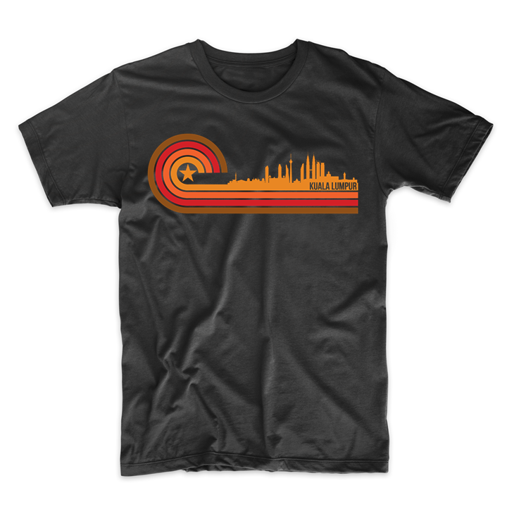 Retro Style Kuala Lumpur Malaysia Skyline T-Shirt - T-Shirts, Tank Tops