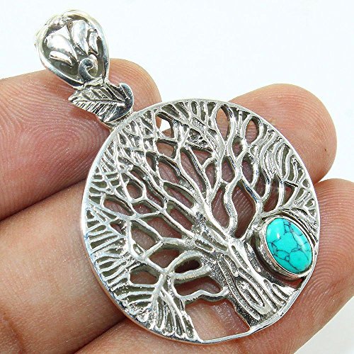 Life Of Tree' Turquoise Matrix Sterling Silver Pendant Mother's Day Gift