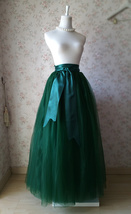 4-Layered DARK GREEN Tulle Skirt High Waisted Plus Size Long Puffy Tulle Skirt image 3