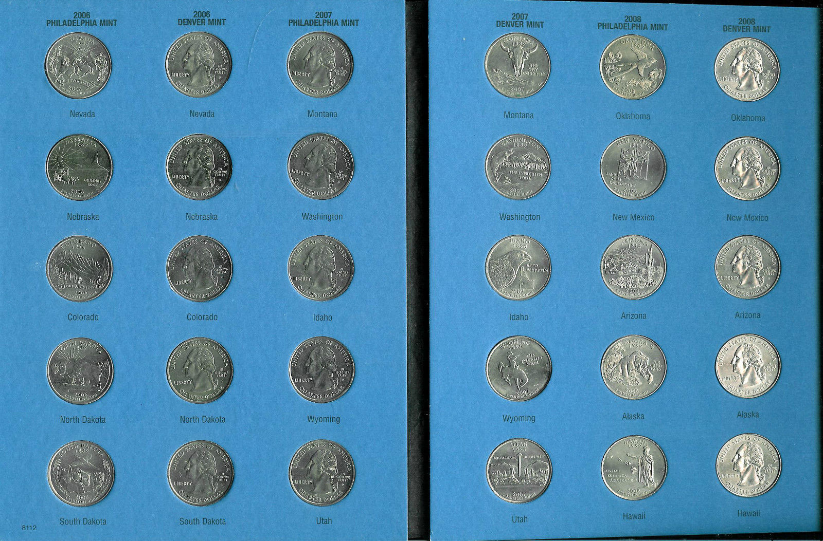U. S. STATEHOOD QUARTERS COLLECTION 1999 TO 2008 IN 3