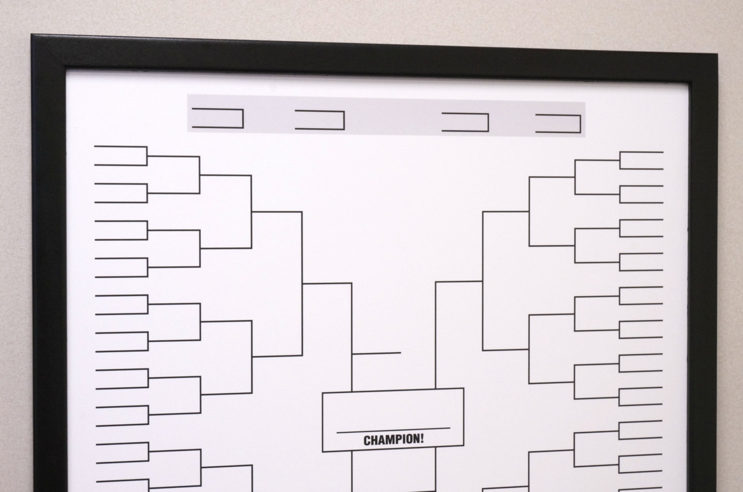 Sports Bracket Framed Lrge Dry Erase Board Black & White Tournament