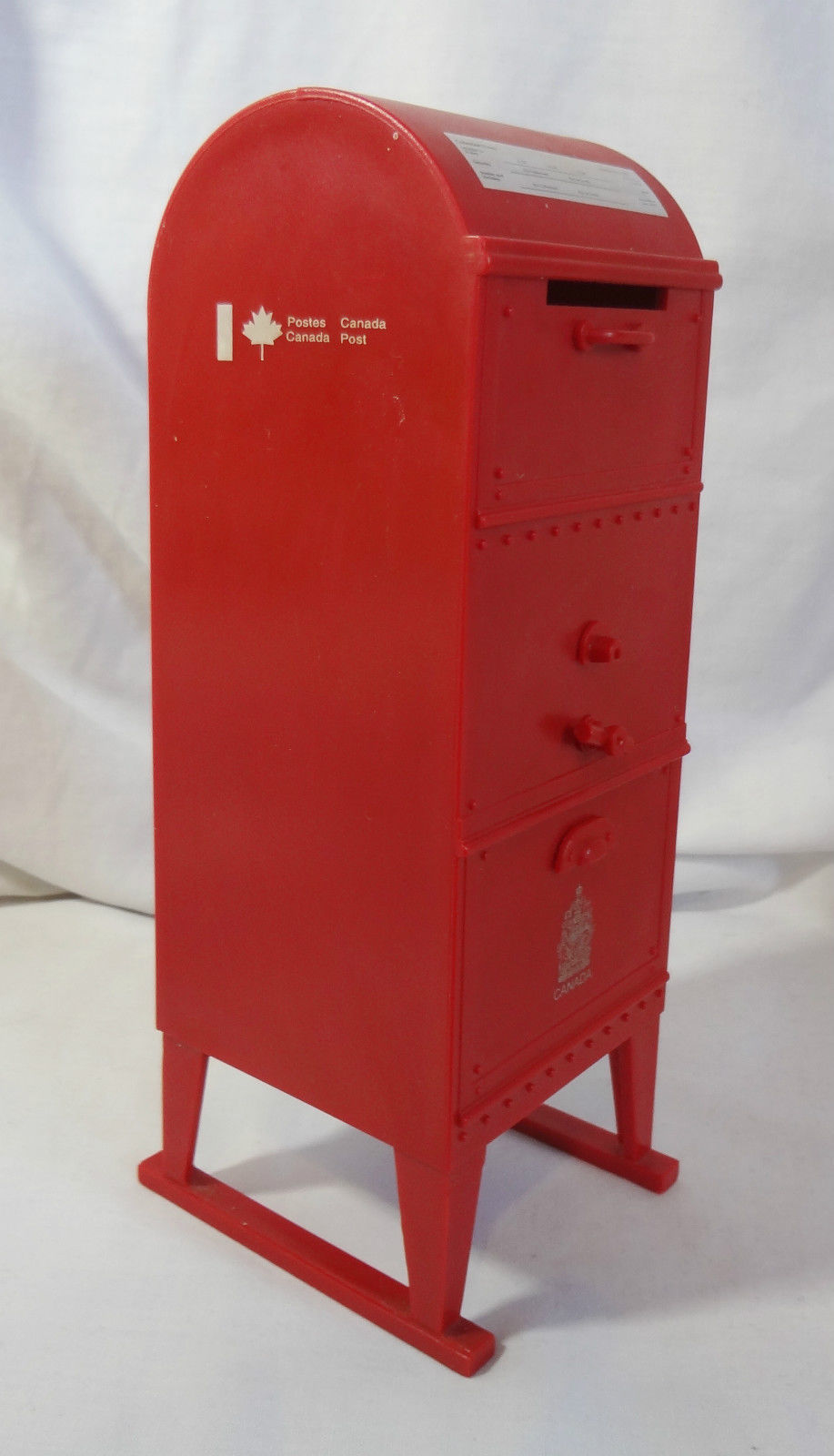 Canada Post Mail Box Footed Coin Bank Vintage Heavy Red Plastic