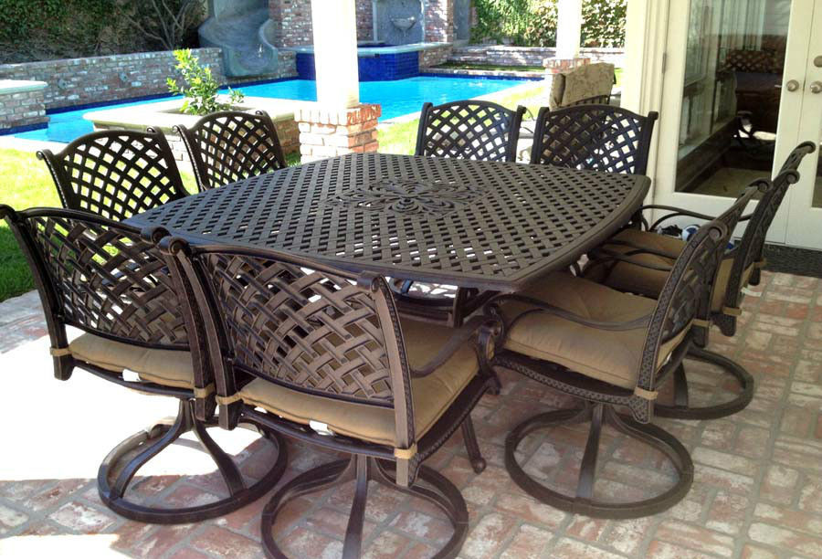 9 piece Outdoor dining set Nassau Cast Aluminum patio 64