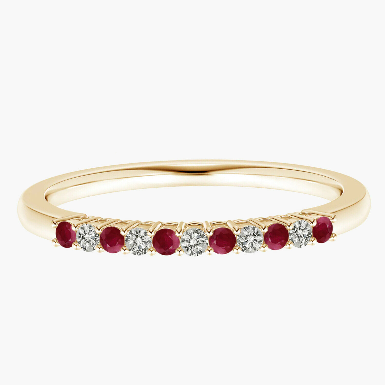 Full Eternity Ring!! 0.25 Ctw Ruby Gemstone Stackable Ring 9K Yellow Gold