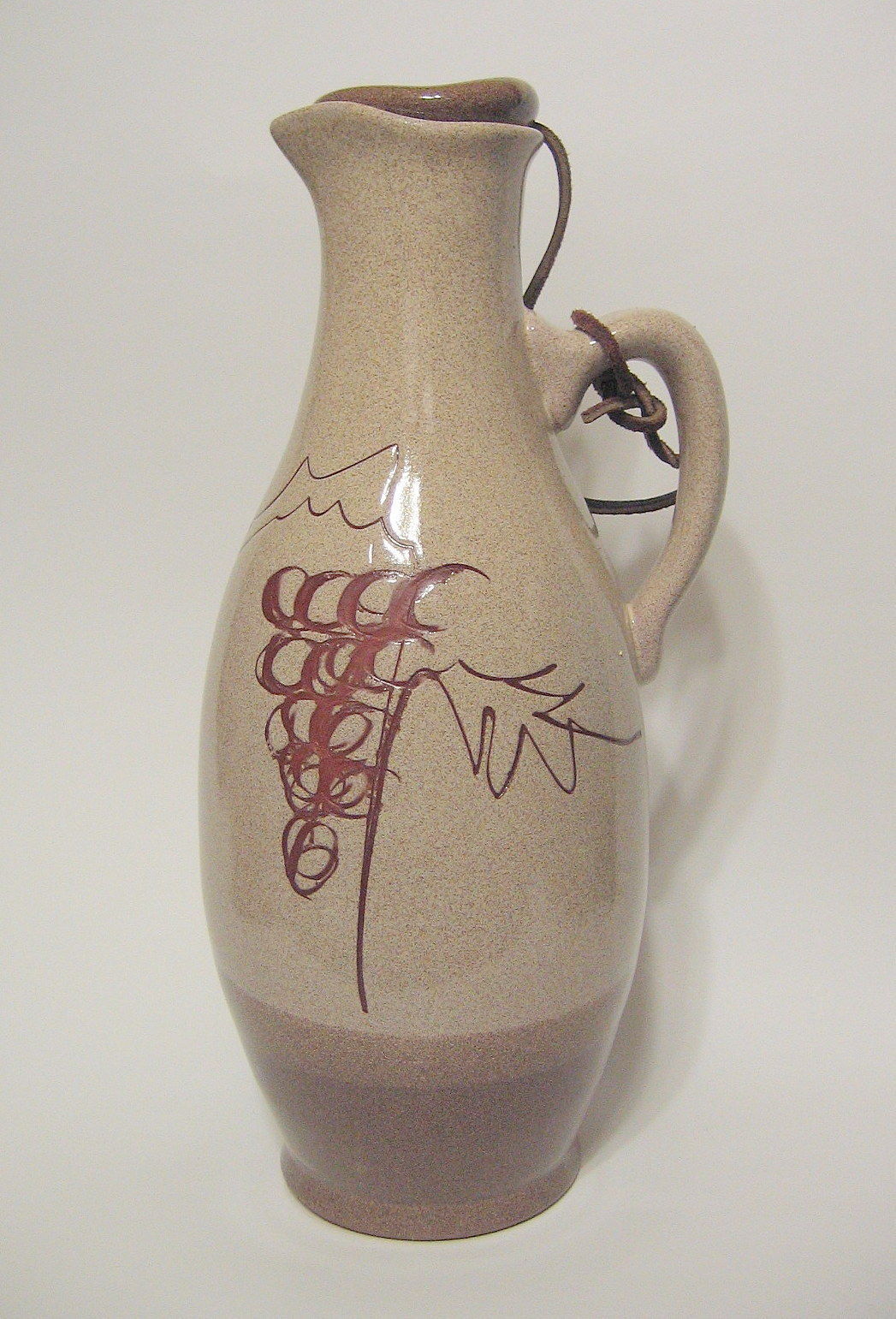 Studio Art Pottery Coffee Pitcher Wine Decanter Handmade Ceramic Red Clay Signed Pottery & Glass