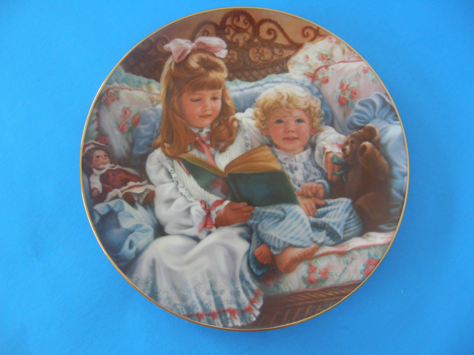 Primary image for "NIGHT-TIME STORY" THE BAREFOOT CHILDREN PLATE COLLECTIO BY SANDRA KUCK #1157 NT