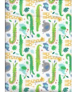 New Cute Animals in the Jungle on White Flannel Fabric by the Half-Yard ... - $4.46