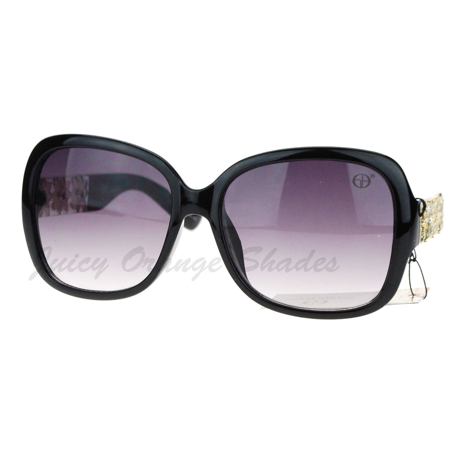 Designer Fashion Womens Sunglasses Square Frame Floral Rhinestones - $9.95