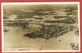Sydney Australia Harbor Air View RPPC Postcard BJs - $12.50