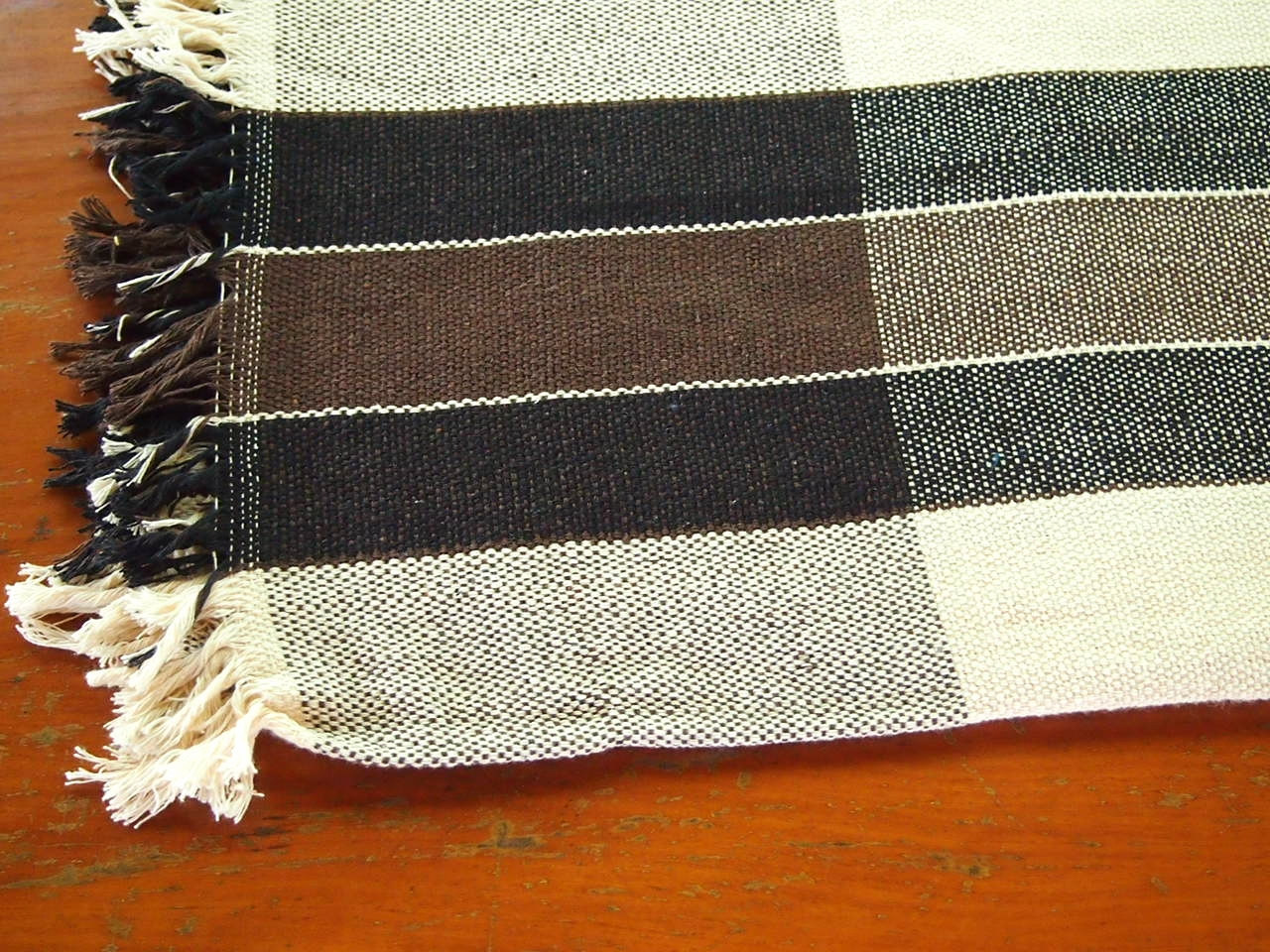 Hand Woven Brown Cotton Throw Blanket in Brown, Black and ...