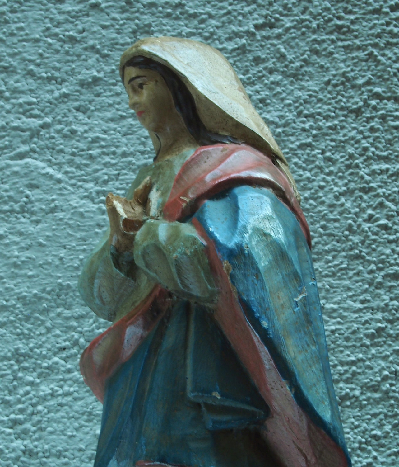 3 Religious Statues of Virgin Mary wood carved by Folk Brazilian