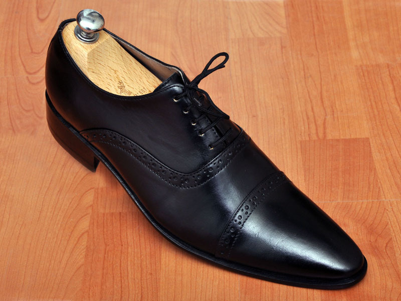 Handmade men's Oxford black dress leather shoes, Mens black laceup