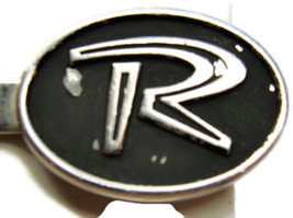 1 5/8&quot; &quot;R&quot; Initial Monogram Hickok Black Enamel Silver T Tie Clip Shirt Vtg - $13.36