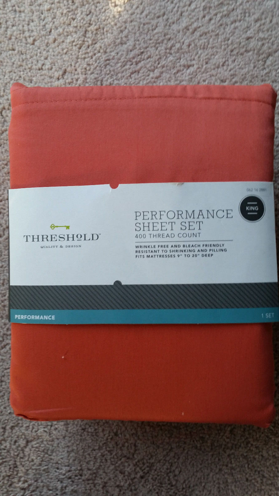 Threshold 400 Thread Count Performance Flat Fit Sheet Set Wrinkle Free King Pink - $79.99