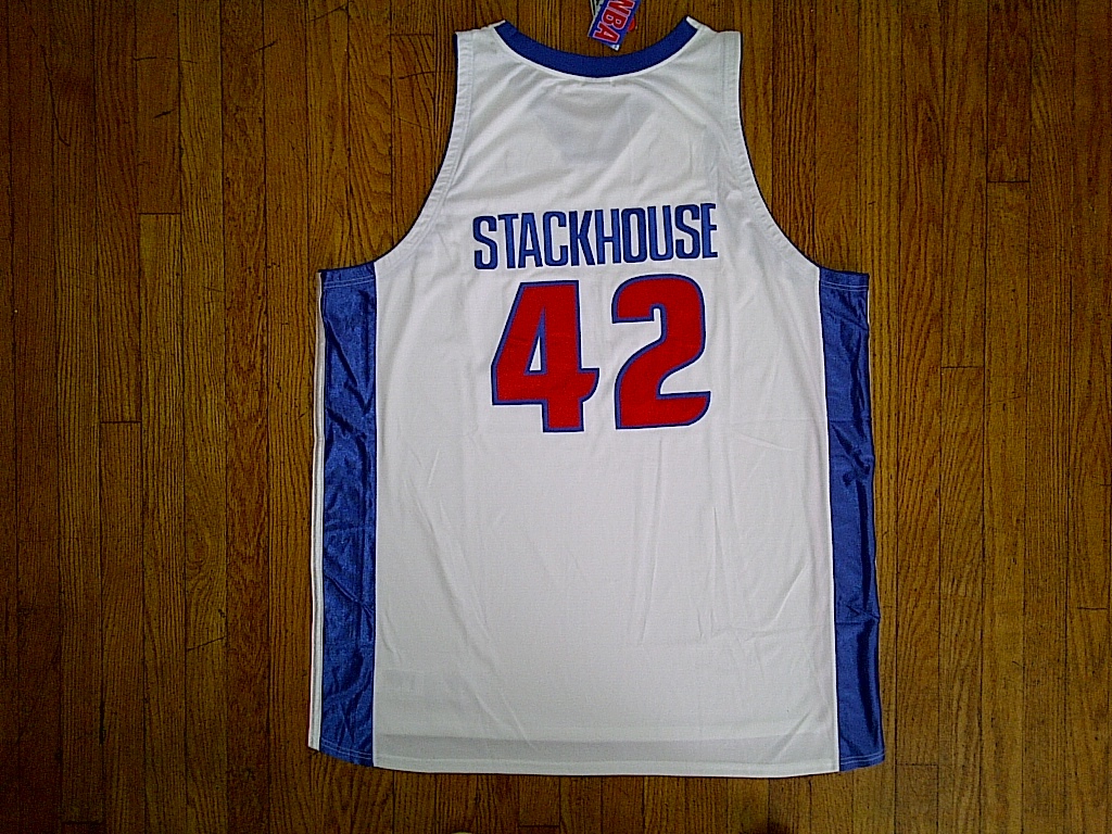 Authentic Nike Detroit Pistons Jerry Stackhouse 42White/Red/Blue Home