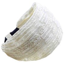 Fold Lace Headband Fashion Hairband Wide Headwrap Hair Accessories(Beige)