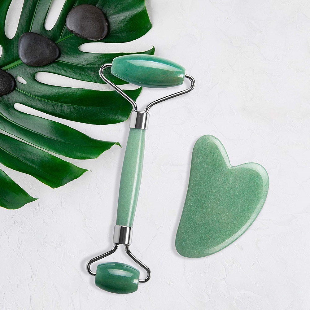 Jade Roller and Gua Sha Set Face Roller 100 Natural Jade Stone