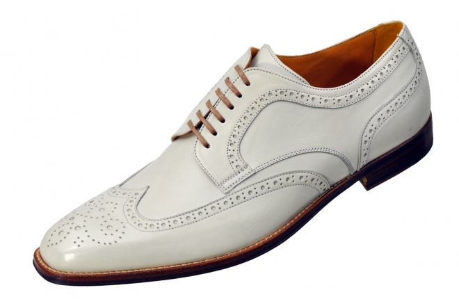 Handmade mens white wing tip brogue dress leather shoes,Men formal ...