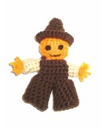 Pumpkin Head Scarecrow Finger Puppet or Decoration, Crocheted - $6.50
