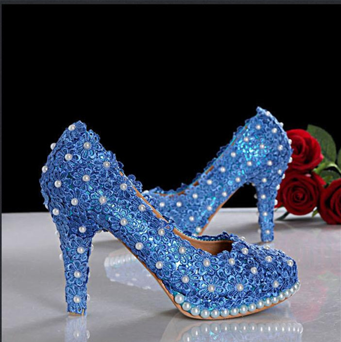 Blue Lace Wedding heels,Bridal pumps,Custom and 50 similar items Royal blue 7cm Heels Lace Wedding ShoesBridals Pumps