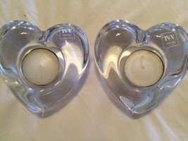 IVV Italy Illuminations Clear Glass Tealight Holders Heart Shaped New - $14.85