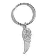 Angel Wing Keychain with Single Angel Wing Charm Silver - $8.00