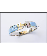 AUTH BNIB Hermes CLIC CLAC H Enamel Narrow Bangle or Bracelet BLUE JEAN ... - $925.00