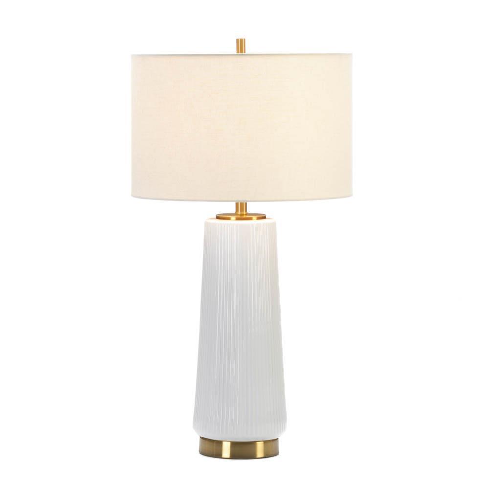 MODERN WHITE Ceramic Table Lamp With Gold Base Lamps   10018673 